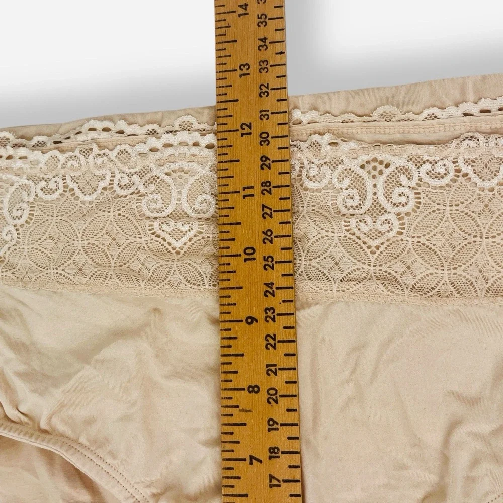 Vintage Second Skin Lace High Waist Panties Sz 8‎ XL Nude Beige Lot 2 Panty